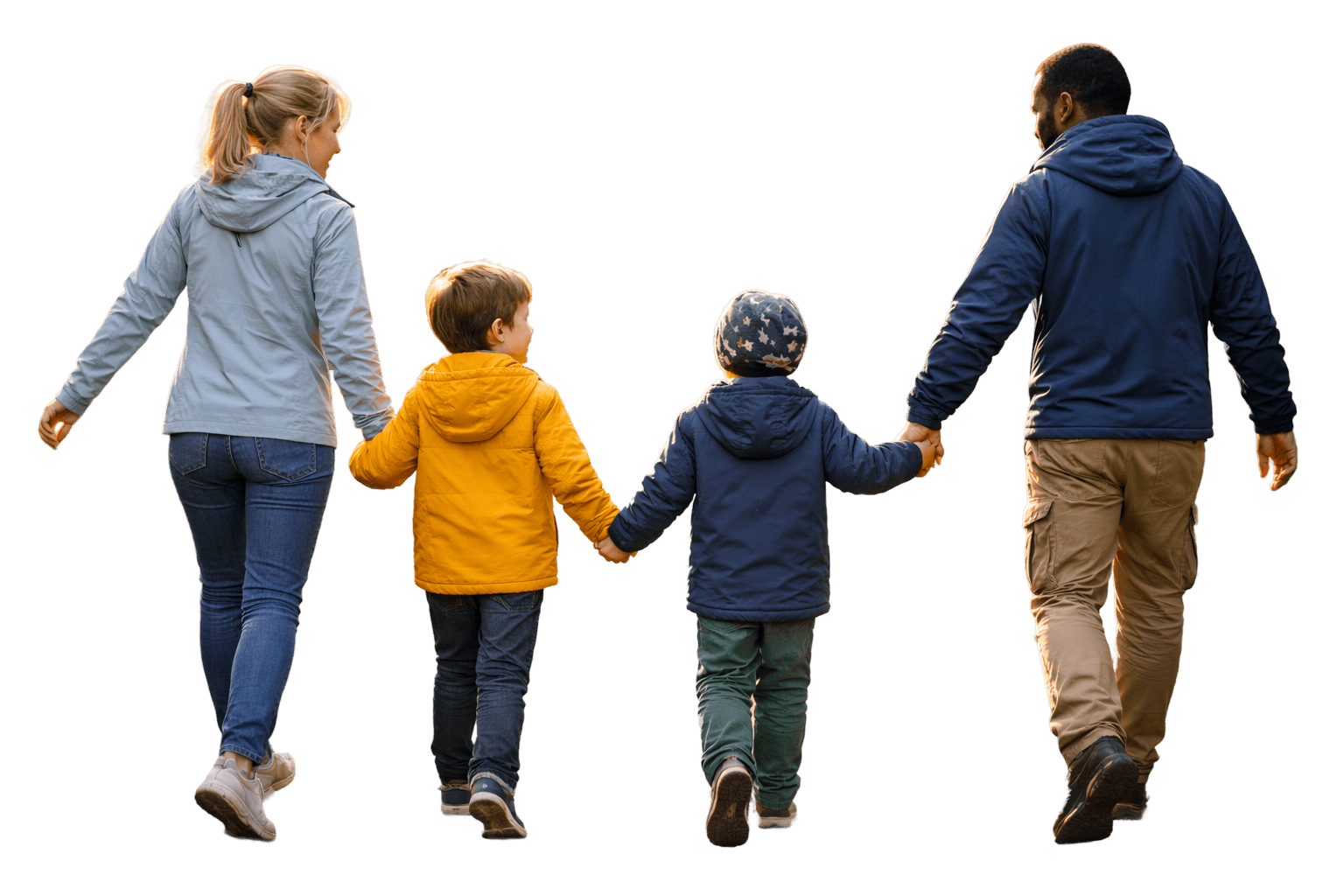 Family walking together holding hands